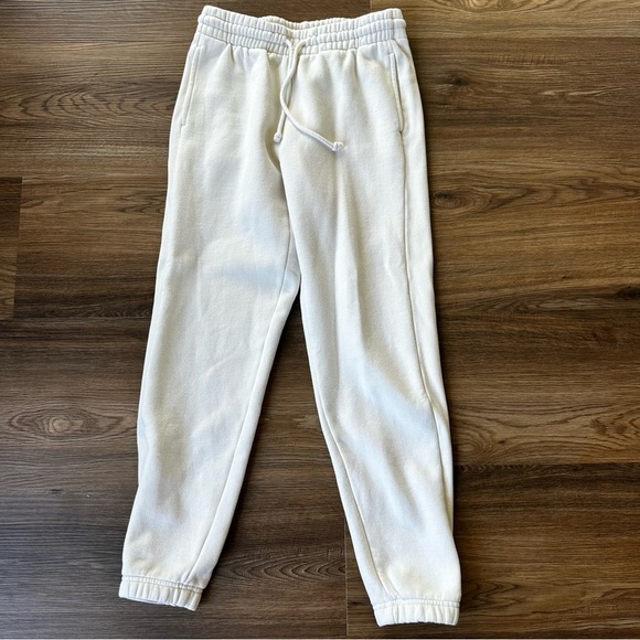 Aritzia TNA Sweatfleece Cozy Fleece Boyfriend Joggers Size X-Small Ivory Women’s - Picture 1 of 11
